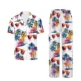 thumbnail image 5 of Yuyamidu Hawaiian Palm Trees Women's Sleep Set Short Sleeve Pajama Top & Matching Long Pants Summer Sleepwear Loungewear with Pockets, 5 of 7
