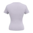 thumbnail image 6 of MIXUE Boho Tops For Women Summer Line Solid Color Round Neck Short Sleeve Slim Fit Casual Workout Yoga Tee Shirts Daily-Wear,Gray,XXL, 6 of 6