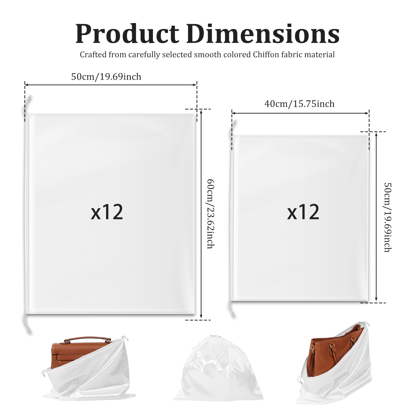 Ikoopy 24 Pack Dust Bag for Purse and Handbag Satin Dust Cover Storage Bag with Drawstring Closure for Handbag Purse Shoes Boot