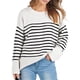 thumbnail image 1 of Suéter Informal de Punto Afelpado de Larga Extragrande para Mujer, Ropa de Otoño Rayas Blancas y Negras L, 1 of 9