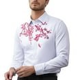 thumbnail image 1 of XDZJLR Mens T Shirts Fashion Solid Color Floral Embroidery Long Sleeve Large Size Casual Tops, 1 of 7