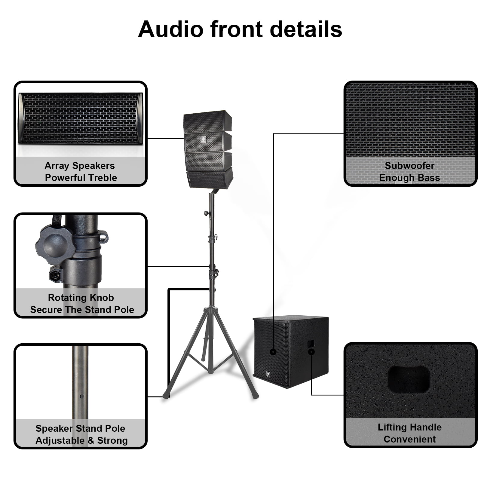 4000W P.M.P.O PRORECK CLUB 3500 15-inch 2.1 CHANNEL DJ/Powered PA Speaker System Combo Set 6x4-inch Line Array Speakers and 1x15-inch Subwoofers BT for Large Parties