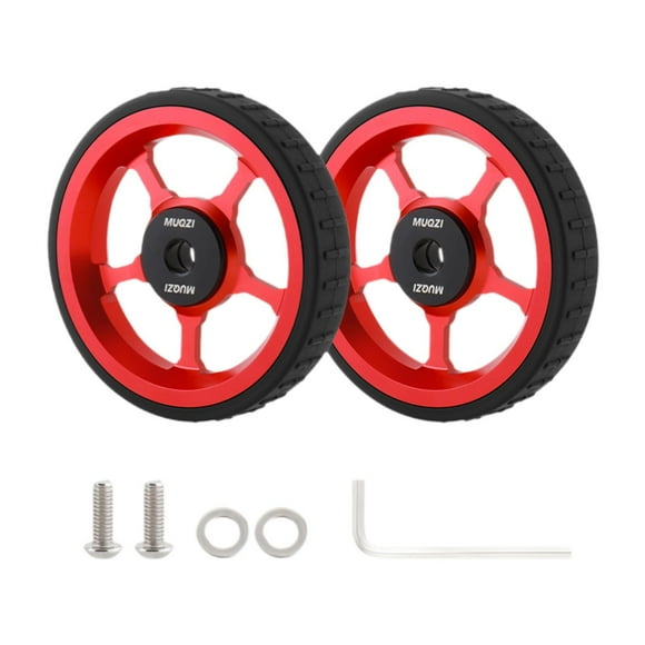 Ruedas fáciles para la rueda de rodillo de bicicleta plegable con pieza de reemplazo de tornillo Aleación de aluminio de neumático liviano estable Cuerpo grueso rojo