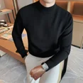 thumbnail image 4 of Suéteres de cuello alto de punto blanco para hombre, ropa de cuello alto para hombre, ropa de negocios, camiseta de algodón, gruesa, de invierno, X vieja, 4 of 5