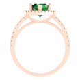 thumbnail image 4 of 2.38 ctw with Simulated Diamond Halo Accents Anniversary Ring for Women | Pear Cut Simulated Emerald | Hyperallergenic Solid 14K Rose Gold, 4 of 5