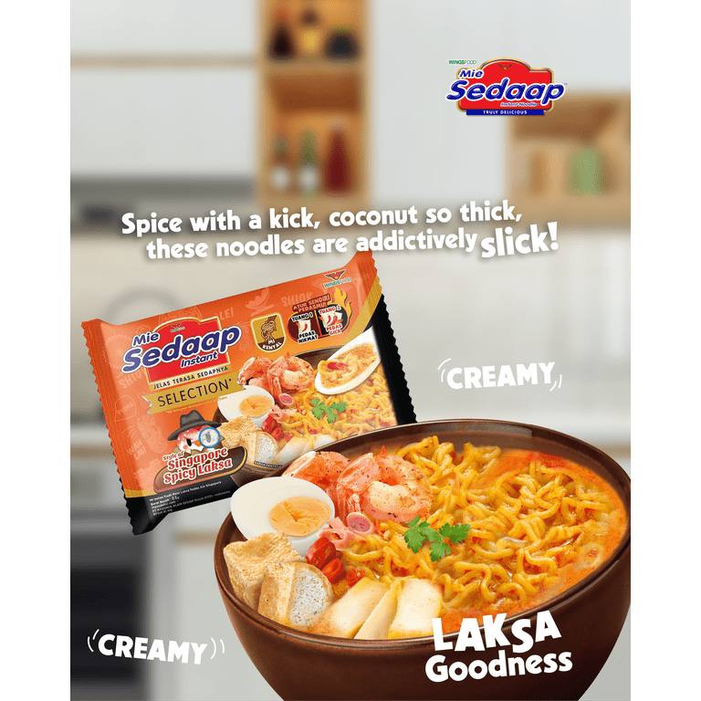 Mi Sedaap Singaporean Laksa Noodle Soup, Halal Certified