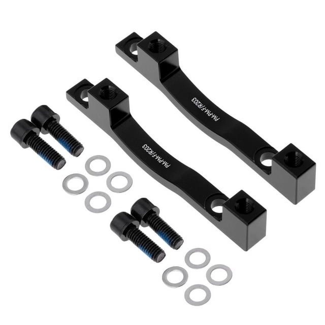 Almencla Ensemble de 2 Pcs Adaptateur d'Étrier de Frein à Disque de Vélo Montage sur Poteau PM Pièces de Rotor 203mm Noir