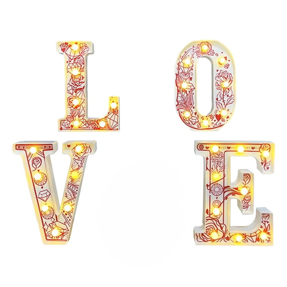 Cheapark LED Light-Up Letters Sign - Battery-Powered Warm White Alphabet Lights, Valentine's Day Birthday Party Bar Decor, Large Size for Bold Festive Statements