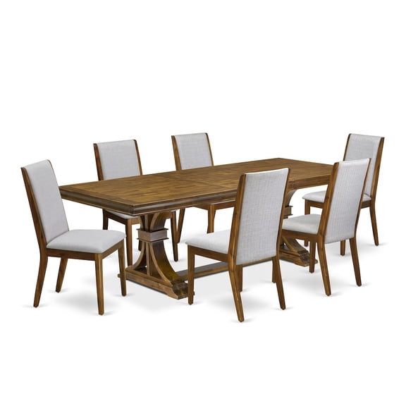 Luxe by East West Furniture 7 Pieces Kitchen table set of a Rectangular Dining Table and 6 Dining Chairs