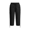 thumbnail image 5 of Wensltd Womens Capris Elastic Waist Outdoor Soft Drawstring Cargo Pants with Pockets, 5 of 8