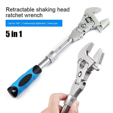 

5-In-1 Adjustable180 Degrees Bent Ratchet Torque Universal Wrench 10 Torque Wrench Hand Tools Suitable for Hvac Automobiles Motorcycles Narrow Pipes