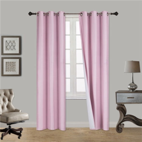 PINK 1-Piece Noa Solid Blackout Grommet-Top Window Curtain Panel 37' W x 84' L