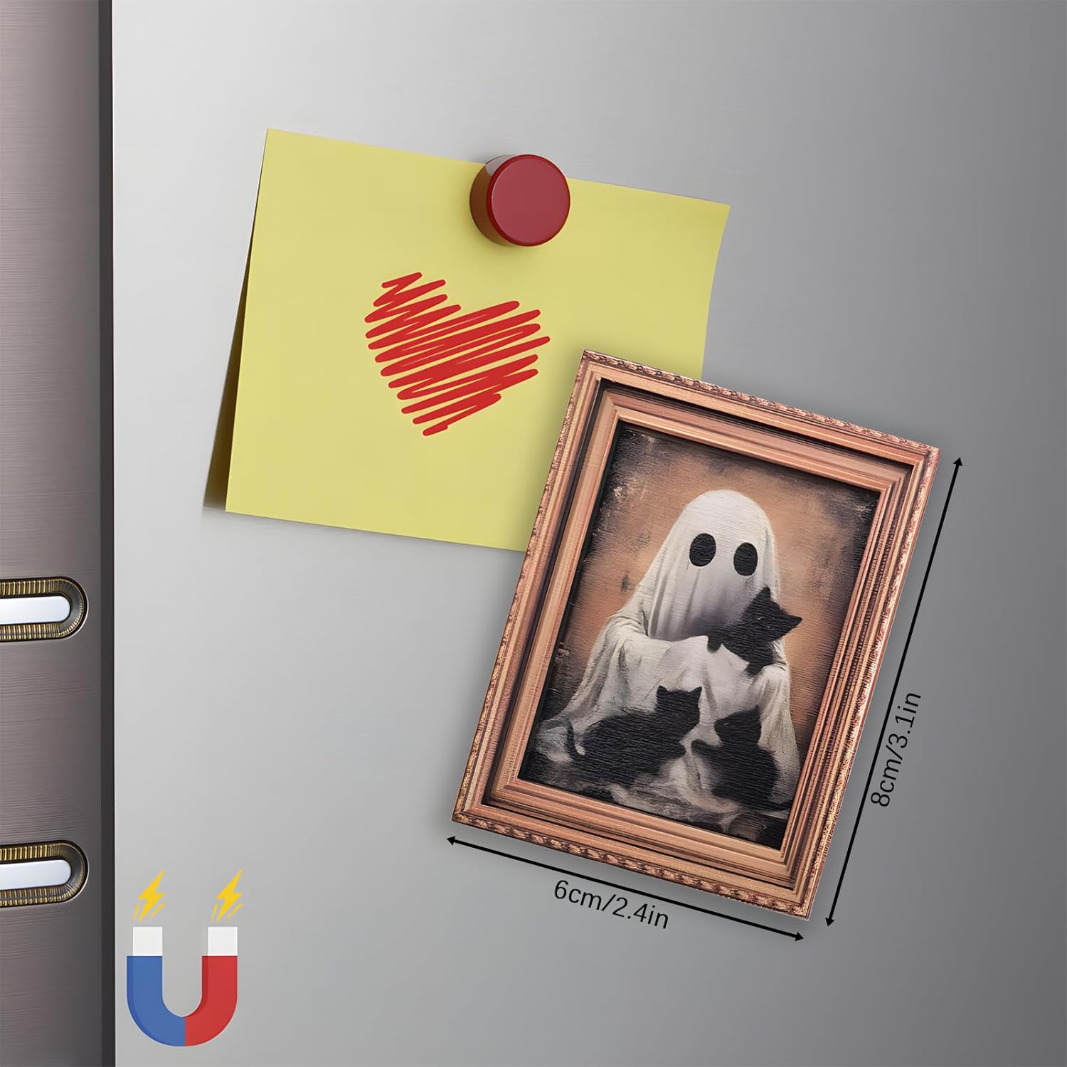 Halloween Retro Wooden Fridge Magnets, Cute Little Ghost Trick or Treat Decorative Halloween Wooden Cat Fridge Magnetic Stickers for Fridge Car Office Cabinets Decor