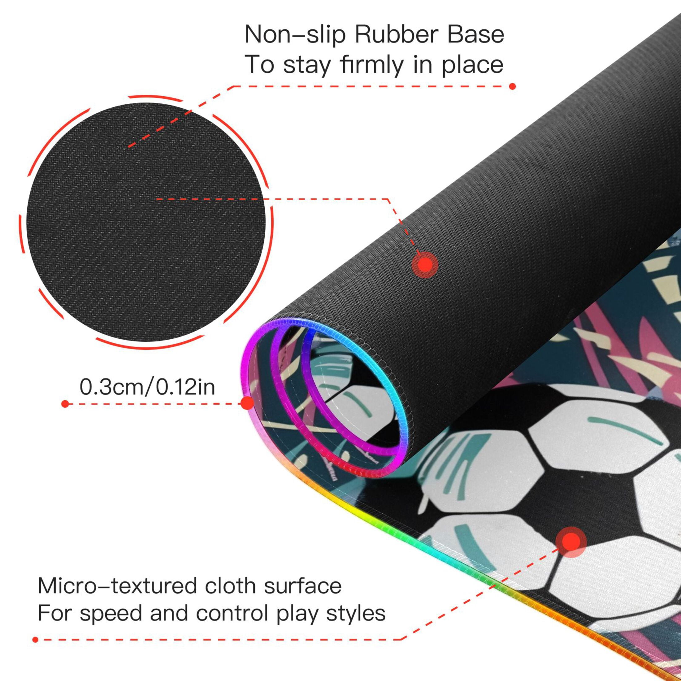 Wireless Charging Mouse Pad Large RGB Gaming Desk Mat 13 Light Modes Mousepad 31.5x11.8 Soccer Balls
