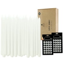 20 Pack White Taper Candles with 2 Pack Candles Wax Sticky Dots,10 inch Unscented Smokeless Dinner Candle Set for Household, Wedding, Party and Home Décor Candlesticks