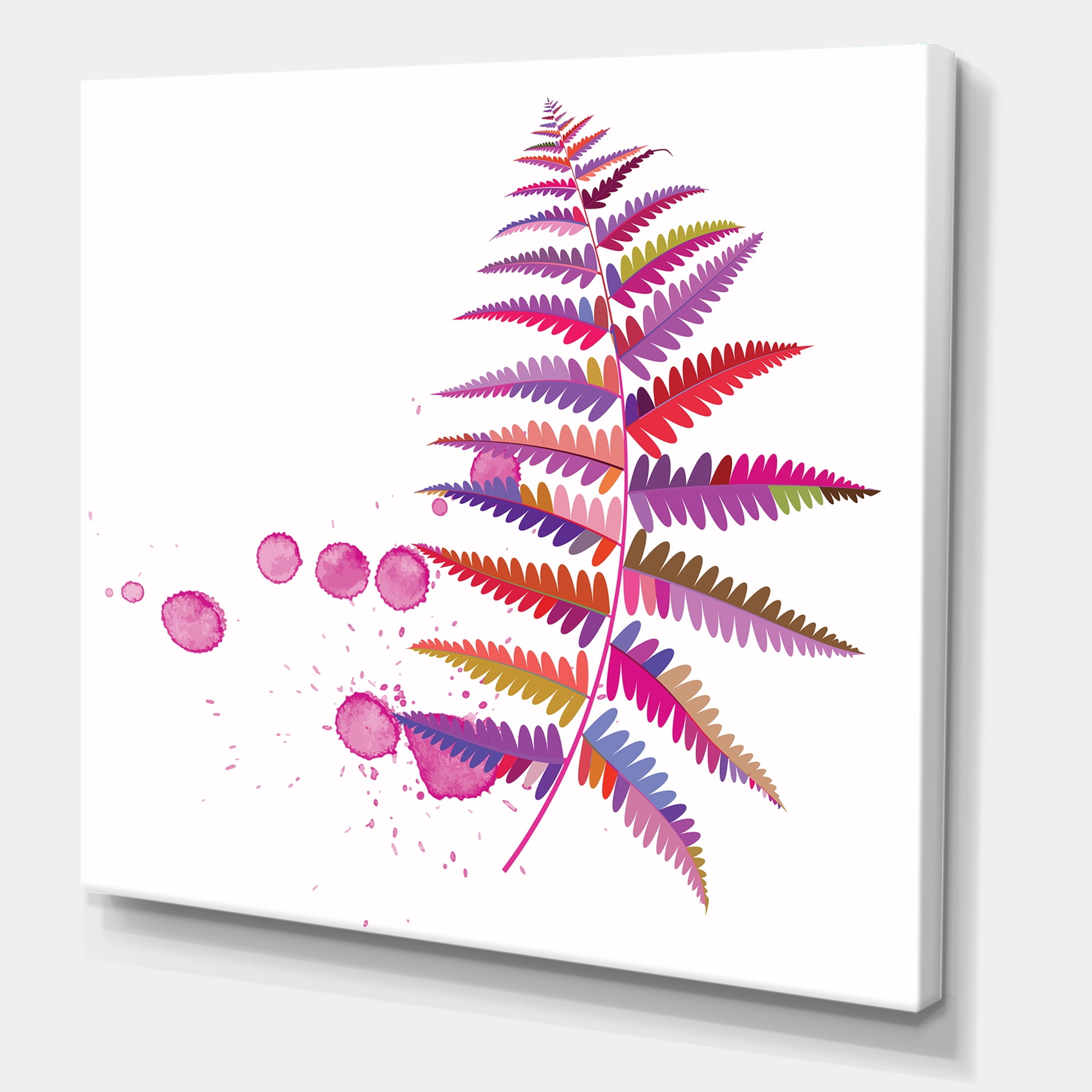 Designart ' Purple Fern With Purple Splash ' Farmhouse Canvas Wall Art Print