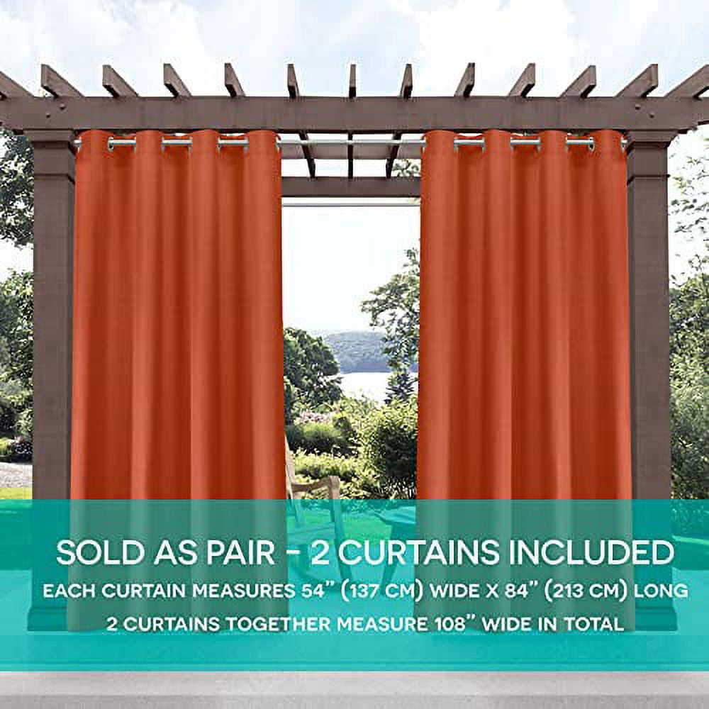 Exclusive Home Biscayne Indoor/Outdoor Two Tone Textured Grommet Top Curtain Panel Pair, 54"x84", Mecca Orange