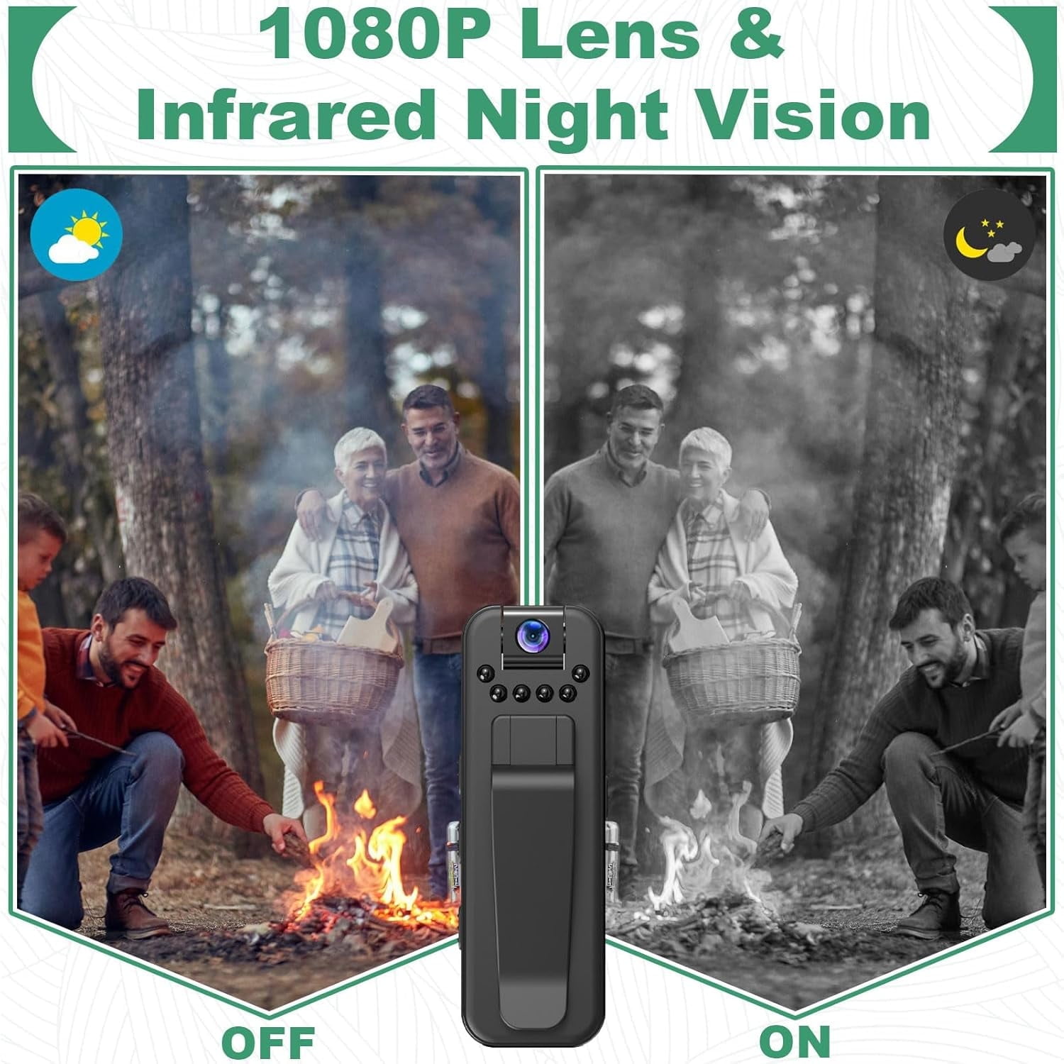 UDH Mini Body Cam, Body Camera with Audio and Video Recording, Action Camera, Clip-On Video Recorder, Small Video Camera Built-in Battery, Invisible Camera Recorder, with Night Vision Function