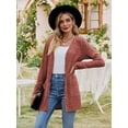 thumbnail image 5 of Women'S 2025 Fall Fashion Cardigan Soft Knit Cardigan for Women Long Sleeve Open Front Coat with Pockets Brick Red XL, 5 of 9