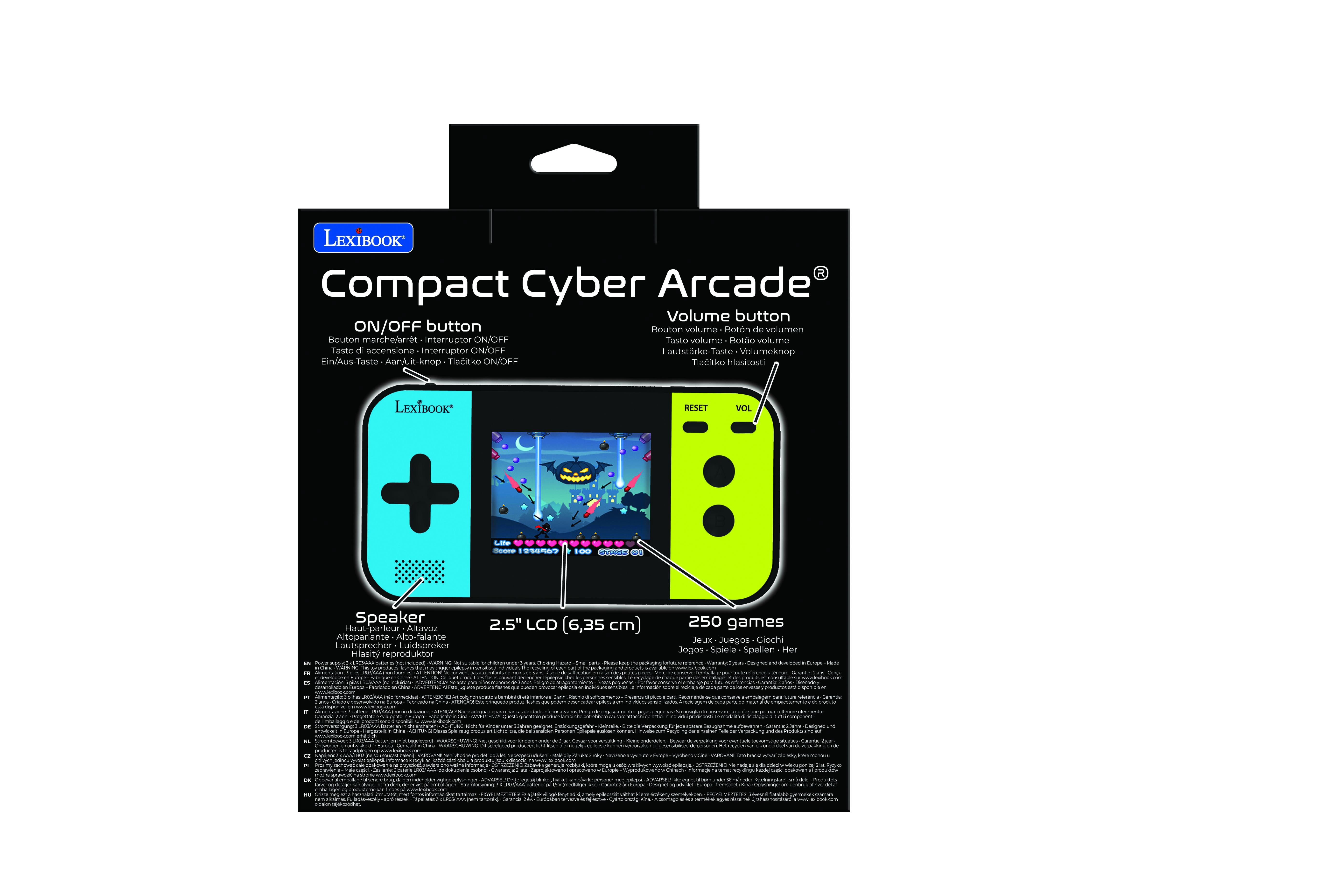 Compact Cyber Arcade® Pocket Gaming Console with color LCD 2.5'' and 150 games
