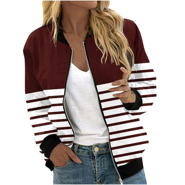 COM1950s Manteaux pour Femmes, Manteau pour Femmes, Manteau Décontracté Mode Imprimé avec Poches et Fermeture Éclair, Hauts Mode pour Femmes, Manteaux Mode pour Femmes