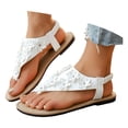 thumbnail image 3 of Xijirk Sandals for Women Lightweight Design with Floral Toe Post Casual Comfort Shoes for Everyday Wear and Casual Walking,White,9, 3 of 9