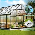 thumbnail image 3 of Jocisland 8x8x7 FT Polycarbonate Walk-In Greenhouse with Aluminum Frame, 2 Top-Opening Windows & 2 Swing Doors, Heavy Duty for Outdoor Garden Use, Black, 3 of 7