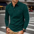 thumbnail image 2 of Men Polo Shirts Fall Winter Long Sleeve Tops Solid Color Button Down Collared Casual Soft Dress Shirts for Men, 2 of 9