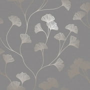 Holden Glistening Ginkgo Leaf Non-Pasted Wallpaper 396in x 20.8in Silver