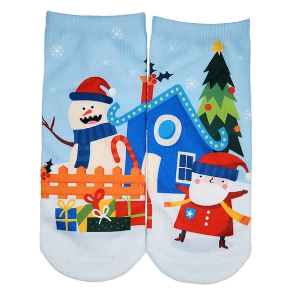 Calcetines tobilleros de Navidad Hugo con diseño de Papá Noel y alce para mujer tamaño libre