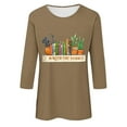 thumbnail image 4 of Womens 3/4 Sleeve Tops and Blouses Round Neck Graphic T- Shirts Casual Cotton Tunic Tee Sping Fall Clothes (Khaki S), 4 of 4