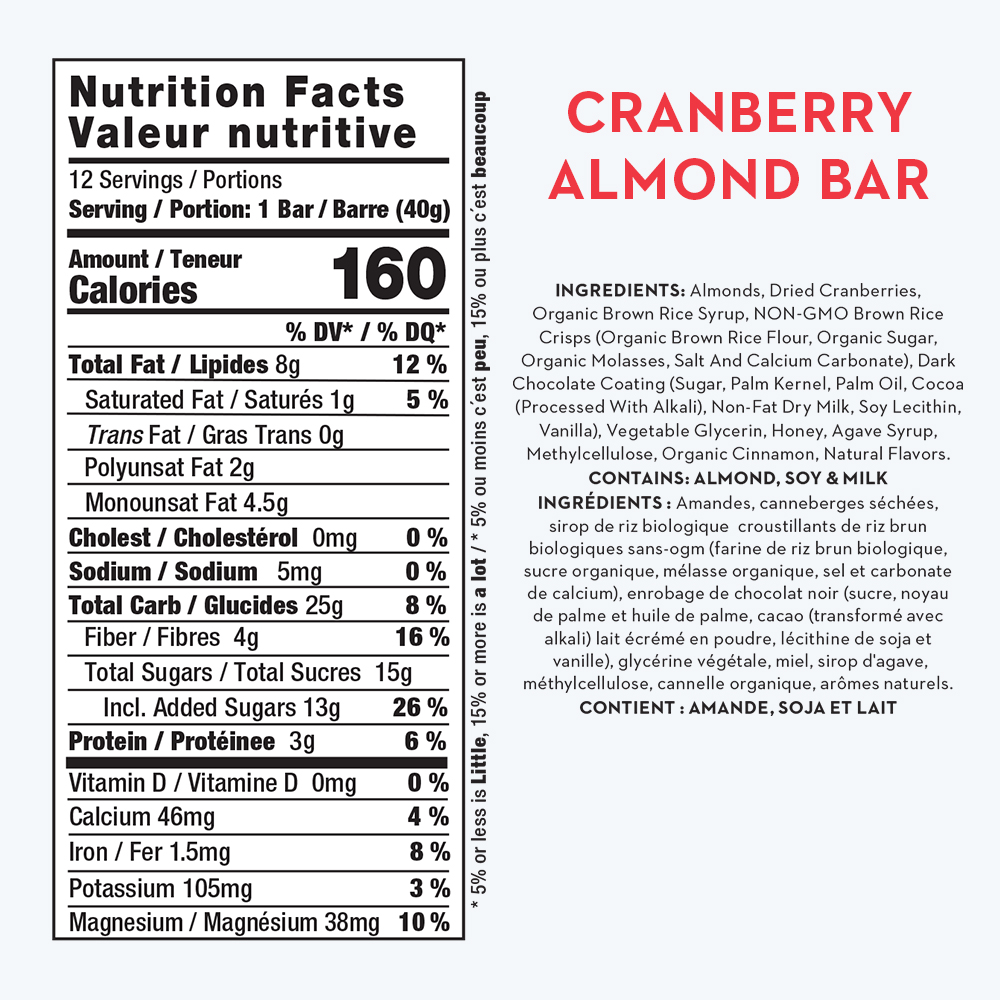 Elevation Cranberry Almond Bar Nutrition Nutrition Pics