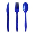 thumbnail image 1 of Nvzi 60 Pieces Disposable Cutlery Set Plastic Duty Utensil Sets 20 Forks 20 Knives 20 Spoons for Home Office School Party Picnics Restaurant Outdoor Events (Dark Blue), 1 of 4