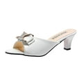 thumbnail image 3 of IUJSOY Kitten Heels for Women Pointed Open Toe Sandals Dressy Slip on Shoes Rhinestone Bow Slides, 3 of 9