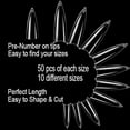 thumbnail image 3 of VIVACE Clear Long Stiletto 500pcs Artificial Fake Nail Tips,10 Sizes With Clear Plastic Case For Nail Salon, 3 of 8
