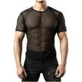 thumbnail image 2 of Zedker Men's Mesh Fishnet Top Short Sleeve Sheer See Through T Shirt Fitted Muscle Blouse Clubwear, 2 of 7