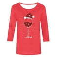thumbnail image 4 of T-Shirts For Women Graphic Casual Fashionable Red Glass Print Round Neck 3/4 Sleeve Gift Tops, 4 of 5