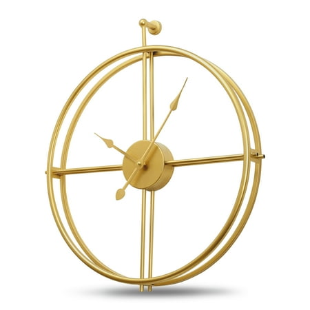 Gold Brass Wall Clock 24 Inch Wall Clocks for Living Room Decor Mordern Decorative Clock Minimalism Non Ticking Battery Operated Metal Clock for Living Room Kitchen and Office