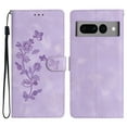 thumbnail image 1 of SaniMore Wallet Case for Google Pixel 8 Pro 6.7" 2023, PU Leather Embossed Flower Shockproof [Card Slots + Cash Pocket + Removeable Wrist Strap] Kickstand Full Protective Business Shell, Purple, 1 of 11