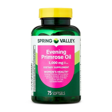 Spring Valley Standardized Evening Primrose Oil Women’s Health Dietary Supplement, 75 Softgels