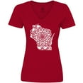 thumbnail image 3 of Inktastic Wisconsin Silhouette Mandala Women's V-Neck T-Shirt, 3 of 5