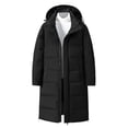 thumbnail image 2 of Timoontee Men's Puffer Coats Casual Comfy Down Long Coat Winter Thick Thermal Warm Coats Hooded Parka Jacket Solid Zip Up Quilted Coats with Removeable Hood Black S, 2 of 9