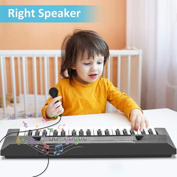 Piano Teclado Infantil De 37 Teclas – Con Micrófono Y Altavoz – 10 Canciones, 4 Tonos Y 4 Ritmos – Regalo Educativo Para Niños 3-8 Años