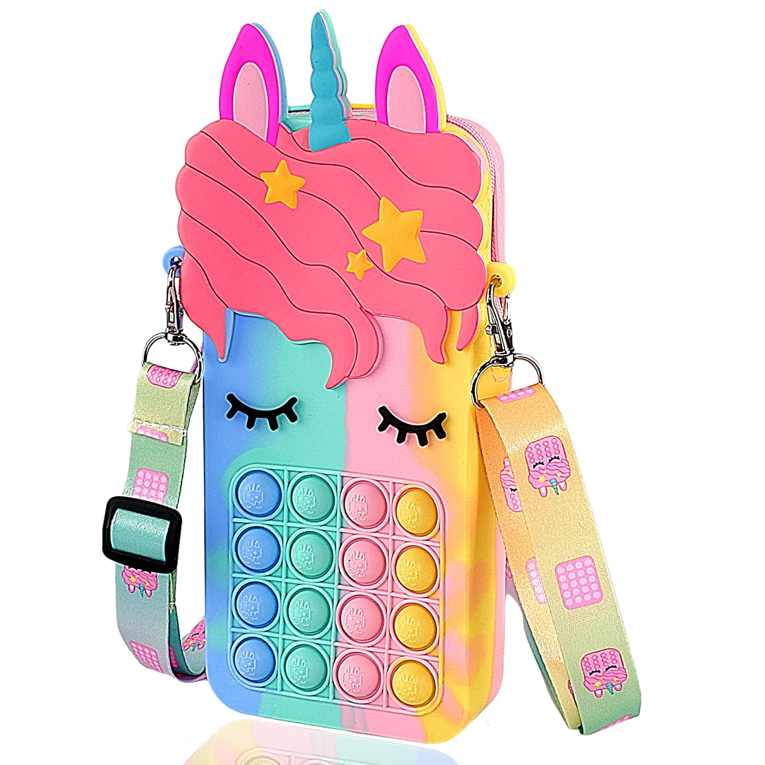 Push Bubble Fidget Sensory Popit Bag Toy Simple Dimple Purse Handbag Girls Gift 