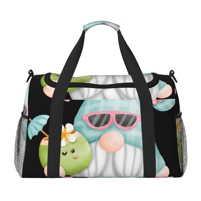 Fotbe Summer Gnome,Cute Gnome Bolsa de Viaje con Estampado, Bolsa de Fin de Semana para Mujer con Compartimento para Zapatos, Bolsa de Gimnasio con Bolsillo Húmedo