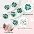 thumbnail image 3 of 1 box 6pcs Alloy Rhinestone Shank Buttons 1-Hole Flower Silver Emerald 26.5x26x7mm Hole: 1.6mm, 3 of 9