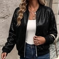 thumbnail image 5 of Sequin Bomber Jackets for Women Full Zip-up Long Sleeve Relaxed Fit Fall Sparkly Stylish Casual Outerwear S-XXL, 5 of 5
