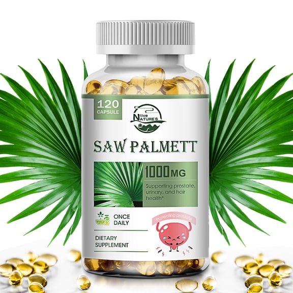 Nature's Live  Saw Palmetto Softgels 1000mg , Saw Palmetto Extract with Pumpkin Seed Oil and Zinc, , 120 capsules