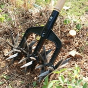 Rotary Cultivator Clearance Adjustable Hand Tiller Garden Tool 3 In 1 Garden Cultivator for Soil or Reseeding Grass Detachable Tines Hand Cultivator 10 Inch without Pole