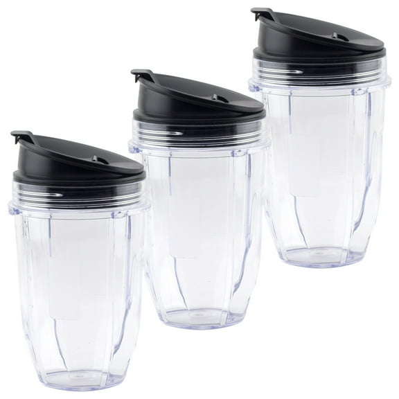 3 Pack 18 oz Cup with Sip & Seal Lid Replacement Parts 427KKU450 408KKU641 Compatible with Nutri Ninja Auto-iQ BL480 BL640 CT680 Blenders